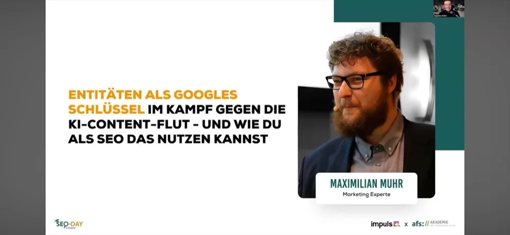 Maximilian D. Muhr spricht auf dem SEO Day 2024 über Entitäten